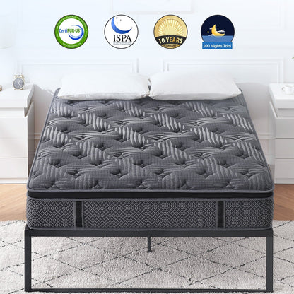 Behost 10" Queen Mattress,CertiPUR-US Certified Memory Foam Pocket Spring Mattress, Queen Mattress in a Box