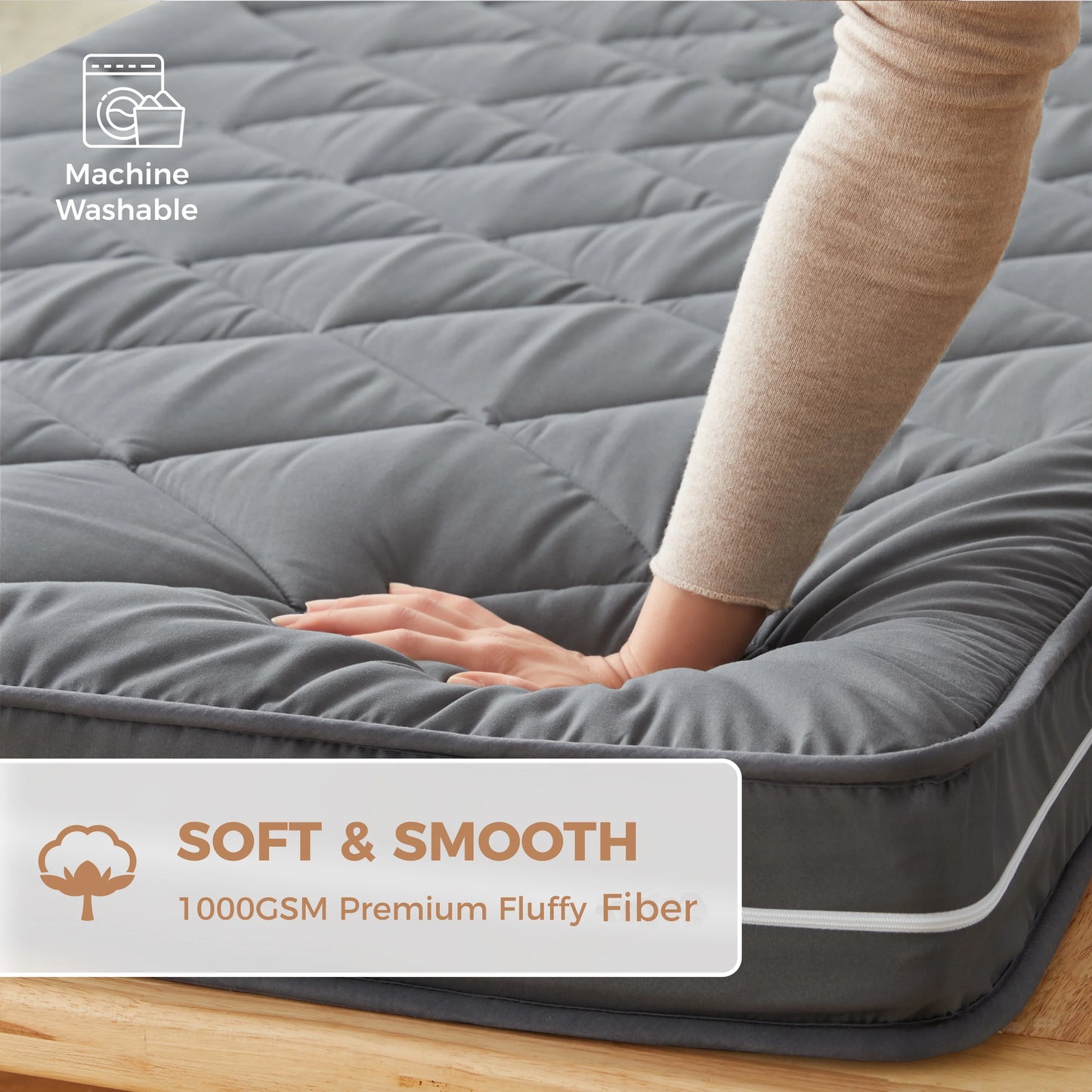 Jamdok 4Inch Floor Mattress,3-Layer Structure,Narrow Twin Size Gel Memory Foam,Removable Pillow Top Cover,Roll up Cot Mattress Topper,Portable Sleep Mat(75X30X4°)