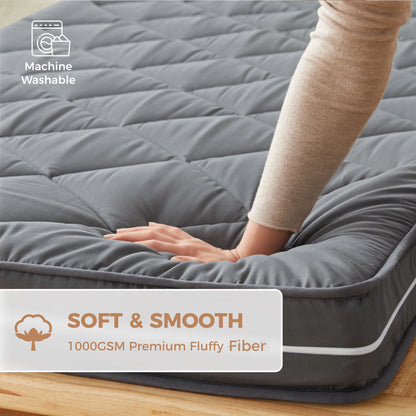 Jamdok 4Inch Floor Mattress,3-Layer Structure,Narrow Twin Size Gel Memory Foam,Removable Pillow Top Cover,Roll up Cot Mattress Topper,Portable Sleep Mat(75X30X4°)