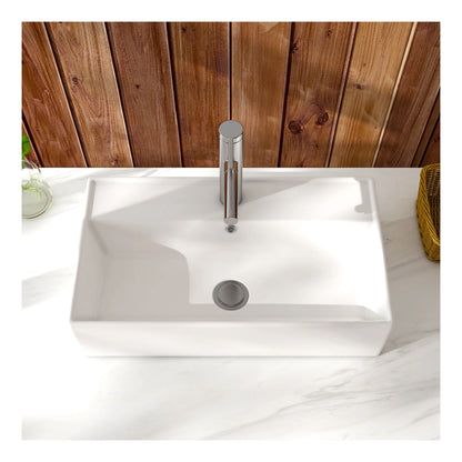 Meje 21.7x 12.5×5.3 inch Rectangle Bathroom Ceramic White Countertop Vanity Sink Glossy Finish