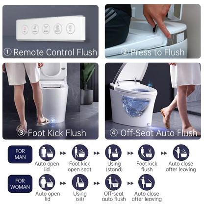 EPLO Smart Toilet Bidet, Auto Open/Close Lid,Foam Shield Splash Proof,Auto Flush,Elongated Toilet