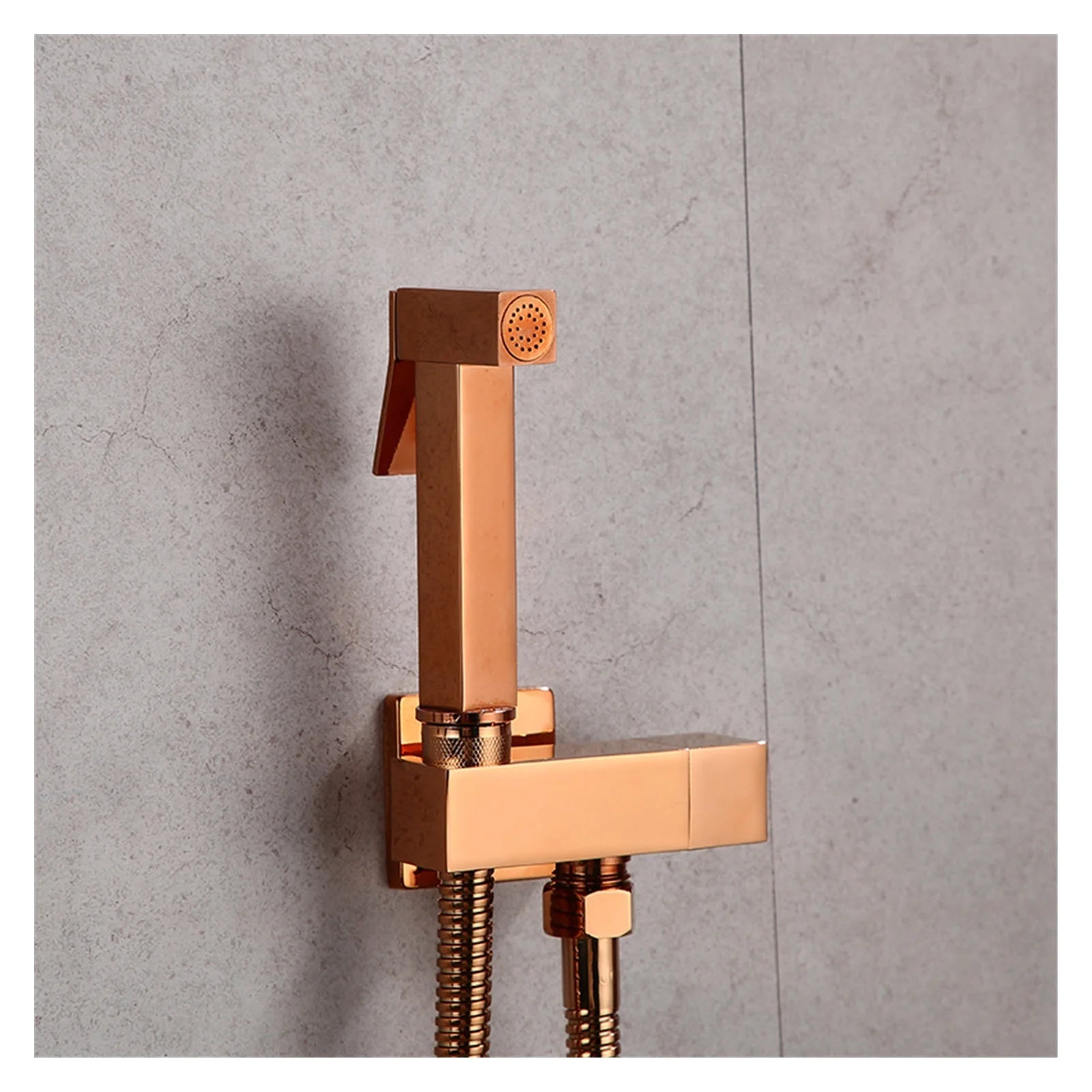Hand Held Bidet Sprayer Douche Toilet Kit Bidet Faucet Rose Gold Square Shattaf Shower Head Copper Valve Set Jet Bidet Faucet