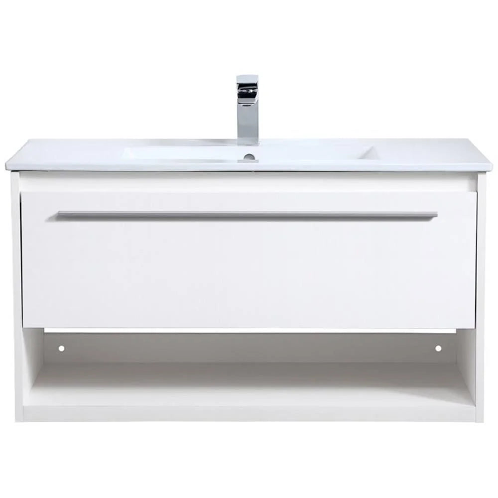 Elegant Kitchen and Bath 36 Inch Single Bathroom Floating Vanity In White