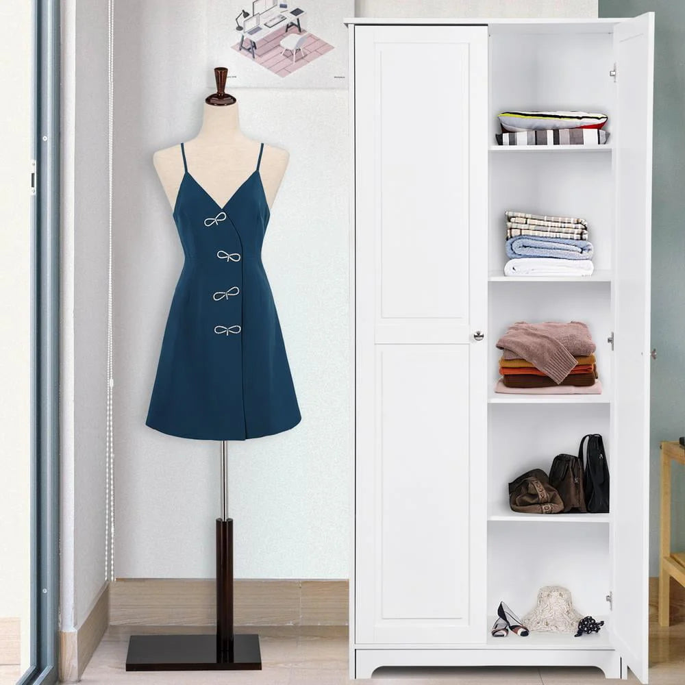 UBesGoo 72" Traditional Freestanding Kitchen Pantry Cabinet Wardrobe Armoire, White