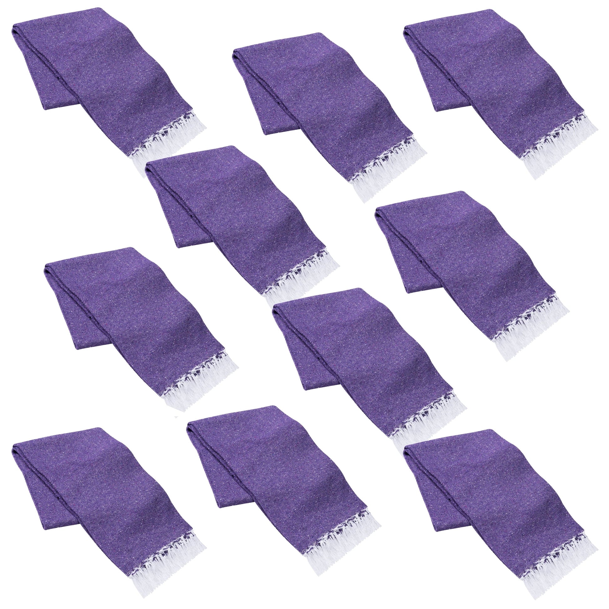 Vera Cruz 10 Pack Yoga Mexican Blankets, 75" x 53" Outdoor Blankets, Purple