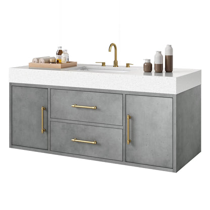 Craftian 48 inch Wall Mounted Bathroom Vanity 2 Doors & 2 Drawers, Floating Bathroom Cabinet, White