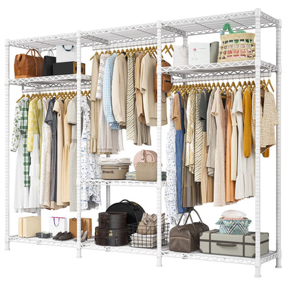 EnHomee Clothing Rack Portable Closet Organizer with 9 Shelves & 3 Rods,Heavy Duty Adjustable Wardrobe Rack 795 LBS CapacityBlack