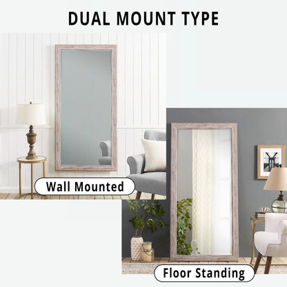 Large Farmhouse Mirror Farmhouse Bathroom Mirror Farmhouse Mirrors for Wall Decor Living Room Rustic Mirrors for Wall Decor Living Room Dressing Room Floor/Wall Mounted - Rustic, Distressed White