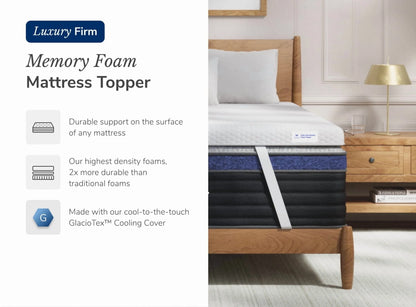 Helix Premium Memory Foam Mattress Topper with GlacioTex, Twin Firm