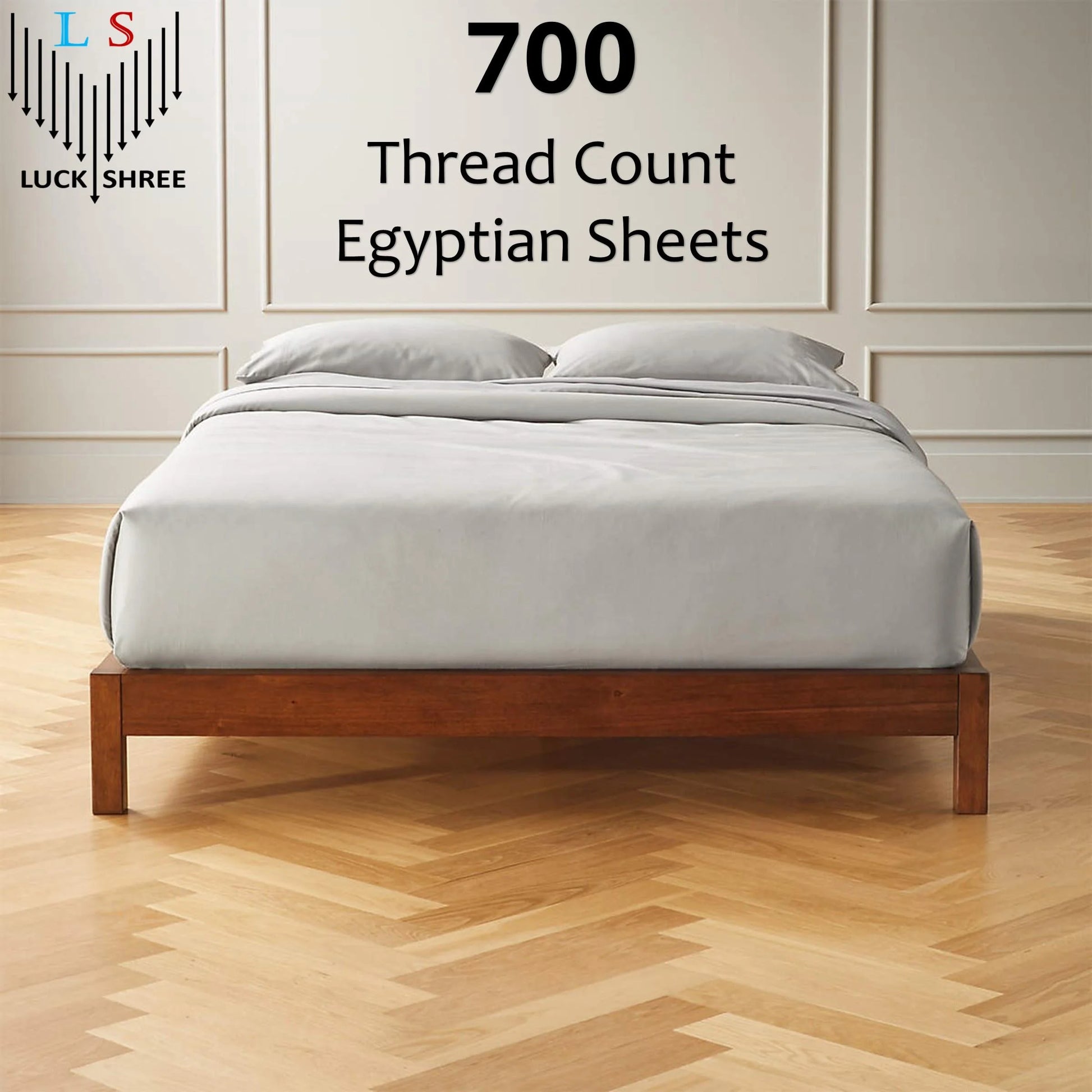21-INCH EXTRA DEEP POCKETS -Twin XL Egyptian 700-TC Cotton 6-PC Sheet Set with 1 Fitted Sheet, 1 Oversized Flat Sheet 4 Pillowcases - Black