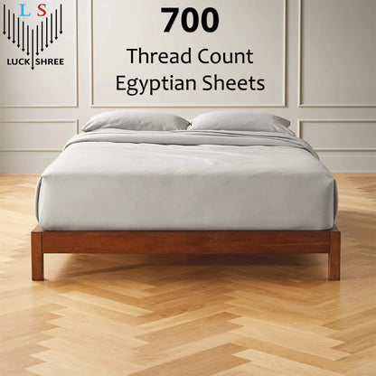 21-INCH EXTRA DEEP POCKETS -Twin XL Egyptian 700-TC Cotton 6-PC Sheet Set with 1 Fitted Sheet, 1 Oversized Flat Sheet 4 Pillowcases - Black