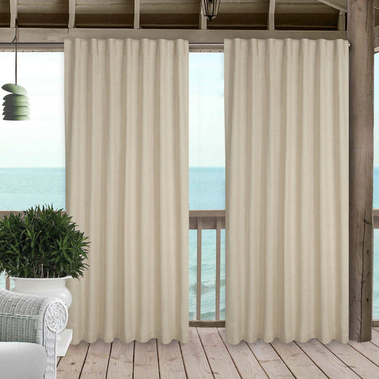 Bedding Craft Natural Cotton/Linen Window Panels Tab Top, Room Darkening Drapes, Set of 2, 50 x 63 inch, White